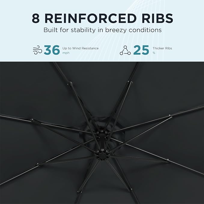 10FT Outdoor Offset Umbrella, Cantilever Patio Umbrella - Image 5