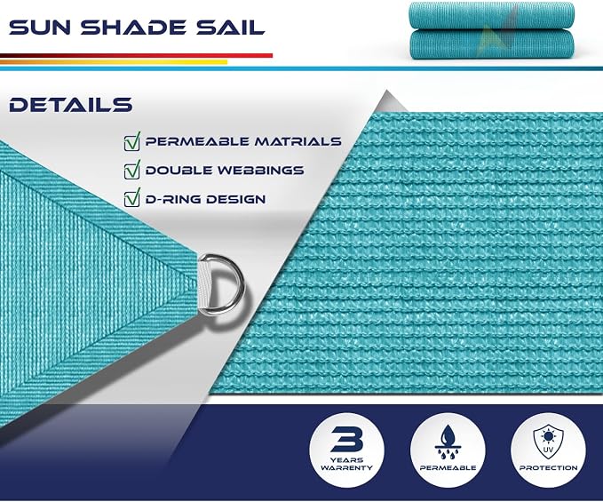 Windscreen4less 27' x 27' x 27' Sun Shade Sail Triangle Outdoor Canopy Cover UV - Image 3