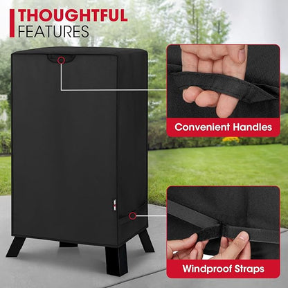 Unicook 40 Inch Smoker Cover for Masterbuilt, Outdoor Electric BBQ Smoker Grill Cover Heavy Duty Waterproof Fade Resistant, 23" W x 17" D x 39" H, Black