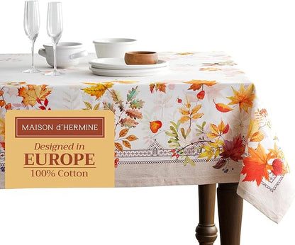 Maison d' Hermine Table Cloth Square Table 100% Cotton 60 x 60 Inches Fall Tablecloth Reusable Everyday Use for Thanksgiving Christmas Decorations Dining Farmhouse Party (Amarante)
