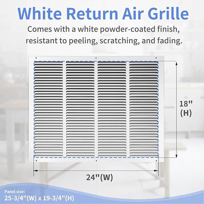 24"W x 18"H [Duct Opening Size] Steel Return Air Grille, Air Return Vent Cover for Ceiling and Sidewall - HVAC Air Vent Covers - [Outer Dimensions: 25.75"W x 19.75"H]