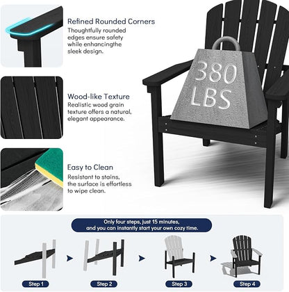Compact Stackable Adirondack Chairs Set of 4, All-Weather - Image 5
