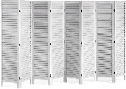 VEVOR Wood Room Divider, 8 Panel Wood Folding Privacy Screen, 66.9 Inches Tall Indoor Louvered Wooden Partition, Portable Decoration Screen, for Room Separation, Home, Office, Restaurant & Bedroom