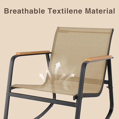 3-Piece Outdoor Rocking Bistro Set, Patio Set Textilene, Backyard and Poolside - Image 3