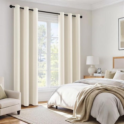MIULEE Cream 100% Blackout Curtains - Image 6
