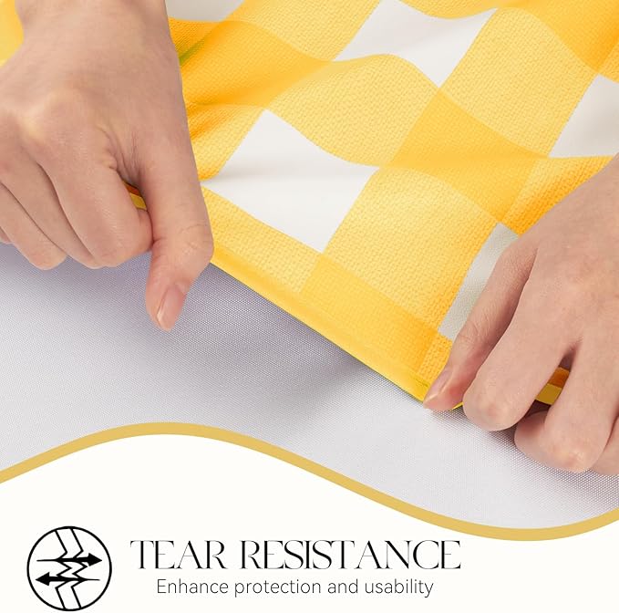 MOSAYT Rectangle Vinyl Tablecloth, 100% Waterproof Buffalo Gingham Plastic Table Cloth, Heavy Duty Wipeable Table Covers for Picnic, Outdoor, Camping - 54 x 120, Yellow