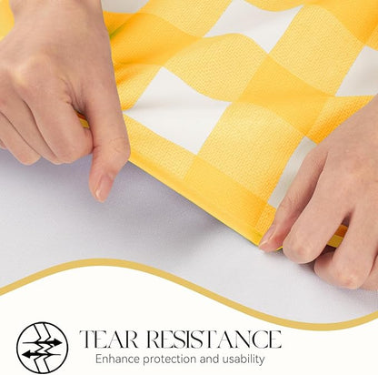MOSAYT Rectangle Vinyl Tablecloth, 100% Waterproof Buffalo Gingham Plastic Table Cloth, Heavy Duty Wipeable Table Covers for Picnic, Outdoor, Camping - 54 x 120, Yellow