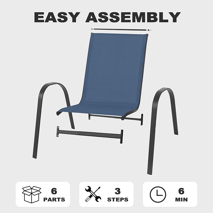 NUU GARDEN Patio Dining Chairs Set of 4, Stackable Outdoor Textilene Chairs - Image 9