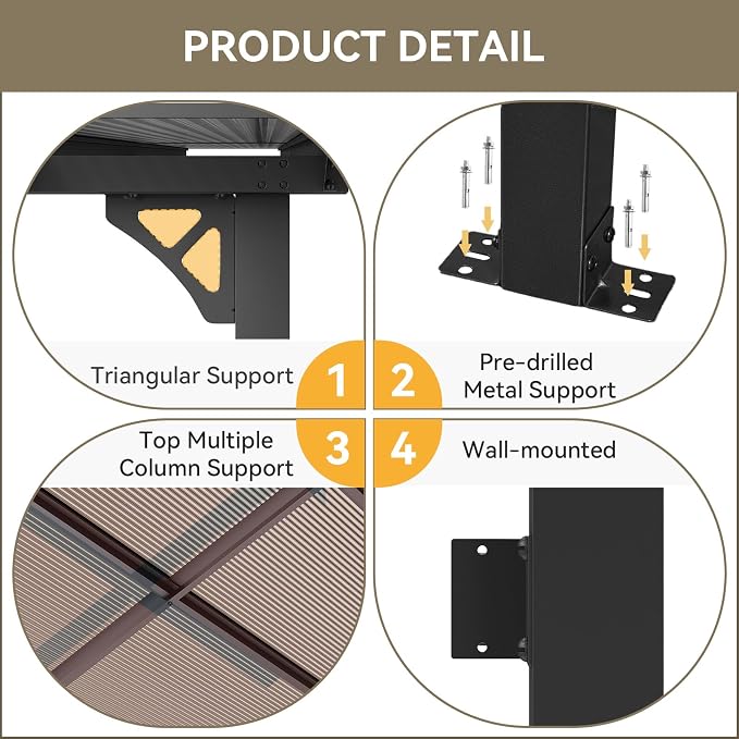 Aoxun 26’x10’ Gazebo for Patio, Gazebo Pergola - Image 7