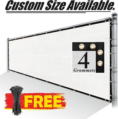 Royal Shade Custom Size 4' x 32' White Fence Privacy Screen Windscreen Cover Netting Mesh Fabric Cloth - Cable Zip Ties Included (We Make Custom Size)