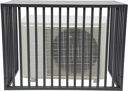Air Conditioner Fence with Top Cover, Grey 4 Panels 43.3 "L x 23.6 "W x 31.5 "H Privacy Fence Panels for Outside, Freestanding Metal Trash Can Hider Outdoor, No-Dig Air Conditioner Sun Blocker Kit