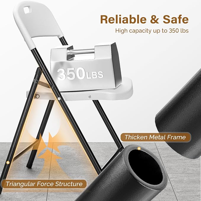 Bonnlo 6-Pack White Plastic Folding Chairs, Portable Seat - Image 6