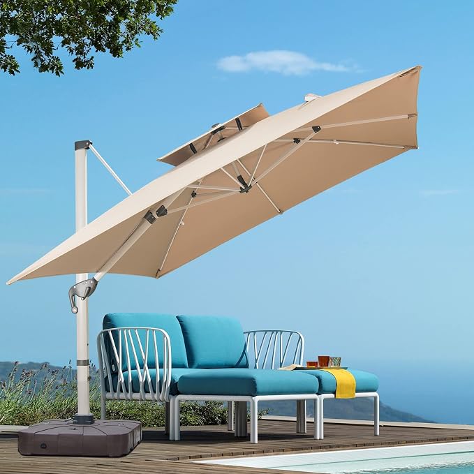 10x10 FT Square Cantilever Patio Umbrella - Image 9