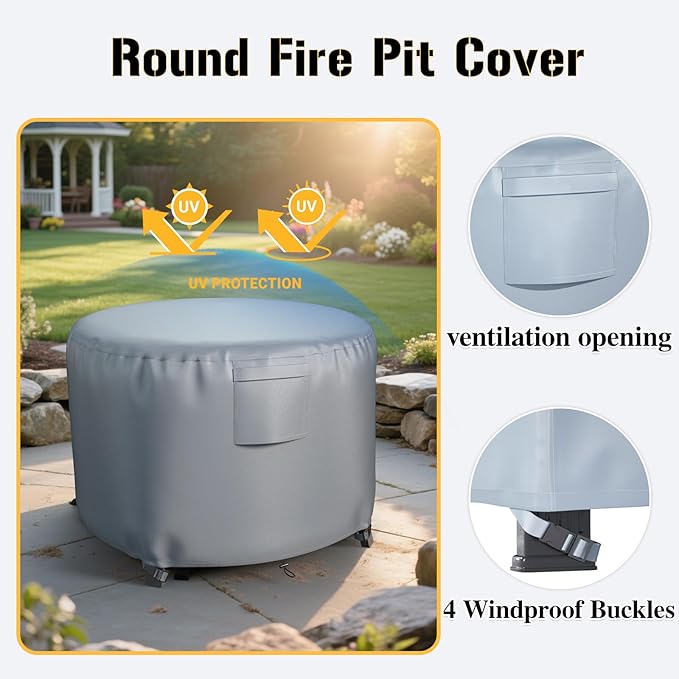 Chinchilla Heavy Duty 48 Inch Round Fire Pit Cover - 100% Waterproof & Weatherproof, Durable All-Season Protection for 45/46/47/48 Inch Propane Fire Pits and Tables