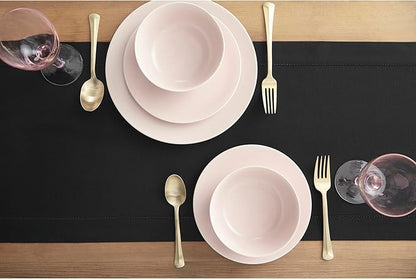 Solino Home Black Table Runner 108 Inches Long - Cotton Linen Hemstitch 14 x 108 Inch Table Runner for Dining, Winter, Spring, Easter