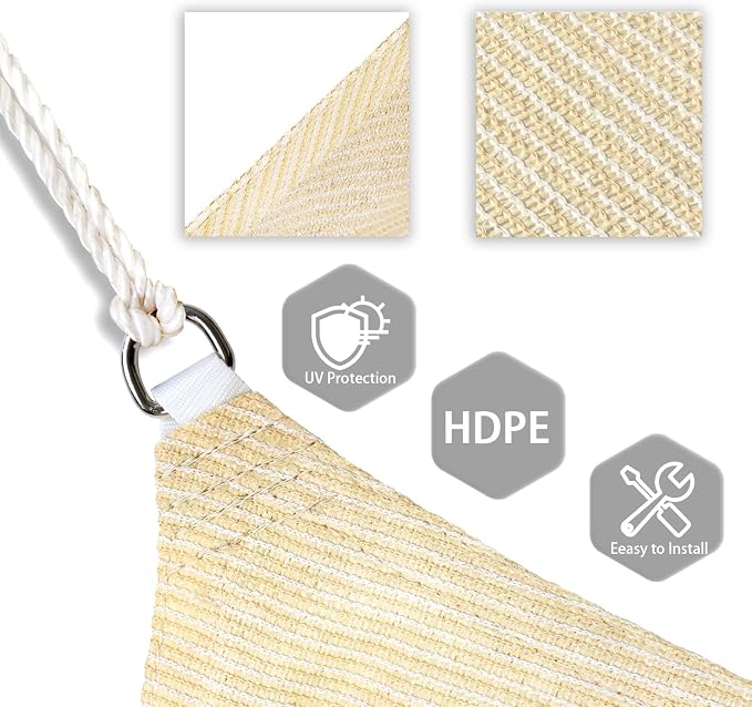 Patio Paradise 5' x 5' x 5' Sun Shade Sail Triangle Canopy Shade Cloth Fabric - Image 3