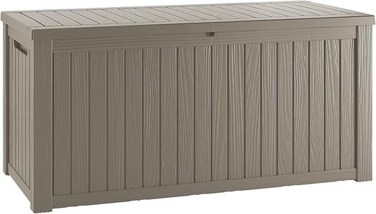 150 Gallon Outdoor Storage Box – Resin Deck Box with Lockable Lid, Waterproof Patio Furniture Storage for Tools, Garden & Yard Organization