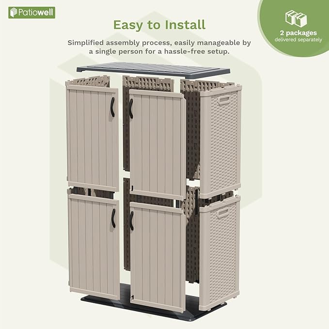 Patiowell 50 cu.ft Plastic Vertical Outdoor Storage Shed, Waterproof Resin - Image 4