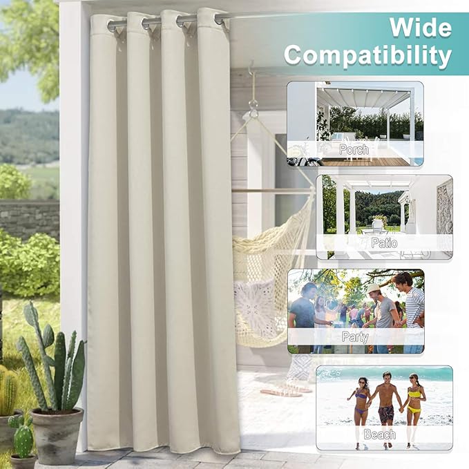 NICETOWN Outdoor Blind for Patio Waterproof, Rustproof Grommet Room Darkening - Image 4