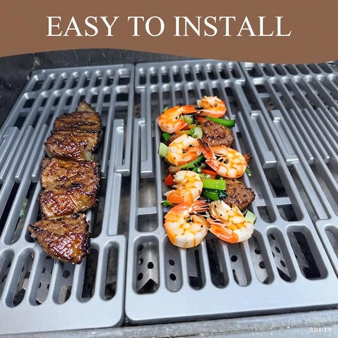 PCBZ0B (3-Pack) 8 inch wide Adjustable Cast Iron Cooking Grate Replacement for BBQ Grills Gas Eletric Grills, Universal Cooking Grids Extend from 14" up to 20" L