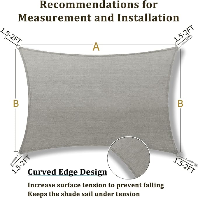 Shade&Beyond 12'x25' Sun Shade Sail Canopy Rectangle, UV Block Breathable - Image 5