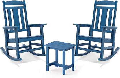 LUE BONA Outdoor Rocking Chairs Set, HDPS Poly Porch Rockers by LUEBONA