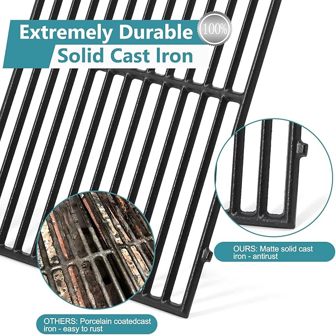 Criditpid Grill Replacement Parts for Dyna Glo DGB610SSP DGF600SSP, Cast Iron Grates 70-01-296 and Heat Shield Tents for Dyna Glo Grill Replacement Parts DGB610SSP 6 Burner.
