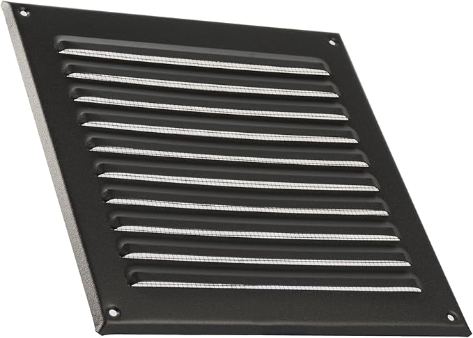 Vent Systems 8 x 8 Inch (Inner) - Pack of 2 - Black Metal Soffit Vent Cover - Durable Square Air Vent Grille with Mesh Screen - Weather Resistant Ventilation Grill - Wall & Ceiling, Indoor & Outdoor