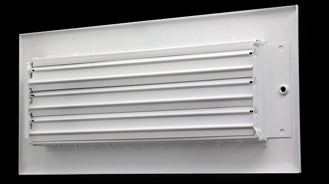 24" X 4" Adjustable AIR Supply Diffuser - HVAC Vent Cover Sidewall or Ceiling - Grille Register - High Airflow - White [Outer Dimensions: 25.75"w X 5.75"h]