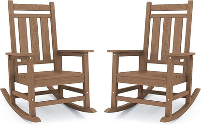 Oversized Outdoor Rocking Chair Set of 2, HDPE Patio Rockers by KINGYES