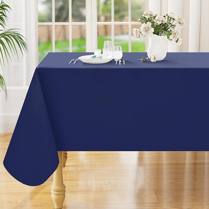 Smiry Rectangle Table Cloth 52x70 Inch, Waterproof Wipeable Vinyl Tablecloths Protector, Oil Spill Proof Plastic Table Cover for Dining, Picnic, Camping, Outdoor, Navy