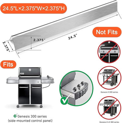 QuliMetal 24.5 Inch Flavorizer Bars for Weber Genesis 300 Series Grills with Side Controls Knobs, Genesis E310 E320 S310 S320 EP310 EP320, 304 Stainless Steel Heat Plates for Weber 7539 7540