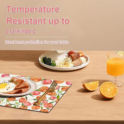 Placemats Set of 4 - Faux Leather Heat Resistant Placemats for Dinner Table, Non-Slip Waterproof Oil-Proof Washable Reusable Placemat for Indoor Outdoor Kitchen Decor, 15.75In*11.81In