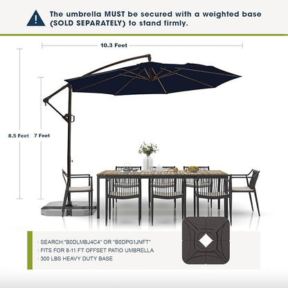 wikiwiki 10ft Patio Umbrellas Offset Outdoor Umbrella Cantilever Hanging - Image 2