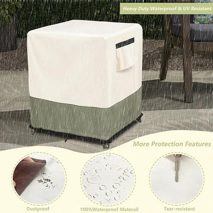 Outdoor Ottoman Cover 25 W x 25 D x 18 H inches,600D Heavy Duty Waterproof Patio Ottoman Cover,Patio End Table Covers