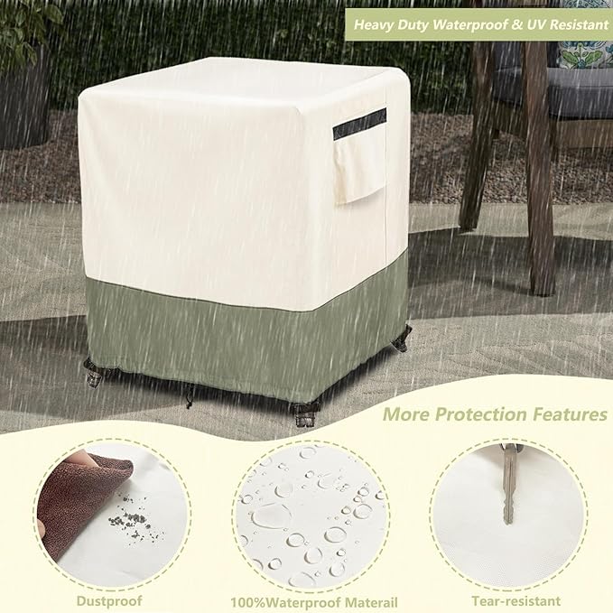 Outdoor Ottoman Cover 32 W x 32 D x 18 H inches,600D Heavy Duty Waterproof Patio Ottoman Cover,Patio End Table Covers