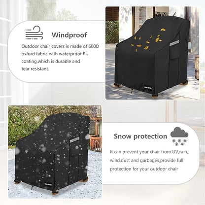 Outdoor Chair Covers 30"W x 34"D x 36"H,600D Heavy Duty Waterproof Patio Chair Cover,Outdoor Furniture Covers for Lawn/Garden Chiar,Black