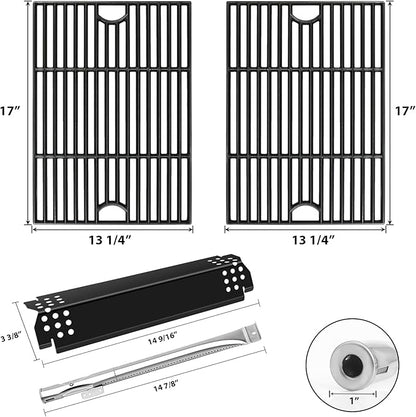 Grill Parts for Nexgrill Replacement Parts 2 Burner 720-0864 720-0864M,Cast Iron Cooking Grate,Heat Shield,Burner Kit for Megamaster 720-0864MA Grill Grates Replacement Parts kit for nexgrill grates