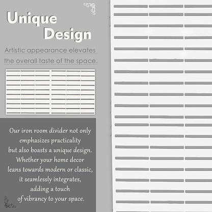 Kozyard Metal Privacy Screen 74" H x 47.2" W Decorative Outdoor Divider with Stand Panels Freestanding Screen Set for Deck Patio Balcony Garden Outdoor&Indoor (White/Horizontal Slat)