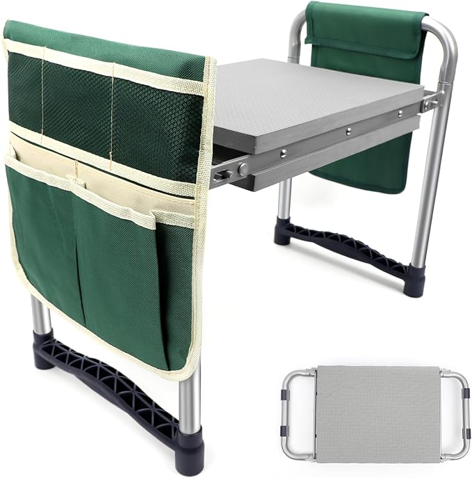 Garden Kneeler and Seat with 11.5" Wide Pad, Foldable Garden Stool with 2 Tool by ToptooBrand