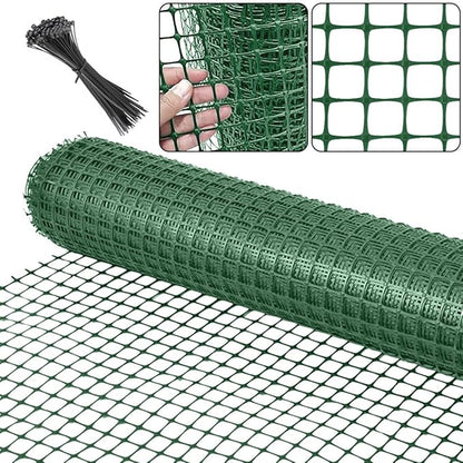 Plastic Garden Fence Animal Barrier,3.28 x 66 FT Heavy Duty Hard Plastic Mesh Fencing,Reusable Safety Temporary Fence Roll with Zip Ties,Snow Fence for Pool Deer Rabbit Chicken Dog Poultry-Green