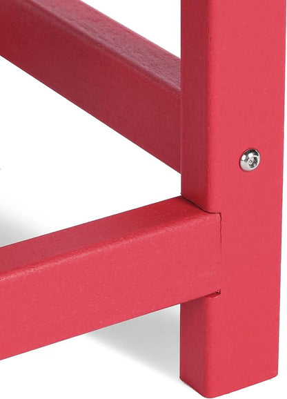 Costaelm Kids Outdoor Side Table, Small Patio HDPE Adirondack Square Table, Porch End Table for Outside Pool Garden, Red