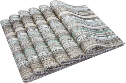 Colorful Placemats Set of 6, Non-Slip Heat-Insulation Table Placemats Easy to Wipe Clean Washable Placemat Indoor Outdoor (Teal)