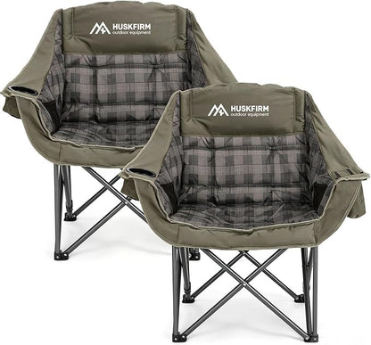 Oversized 2 Pack Camping Chairs, Camping Chairs Support 450LBS by Huskfirm