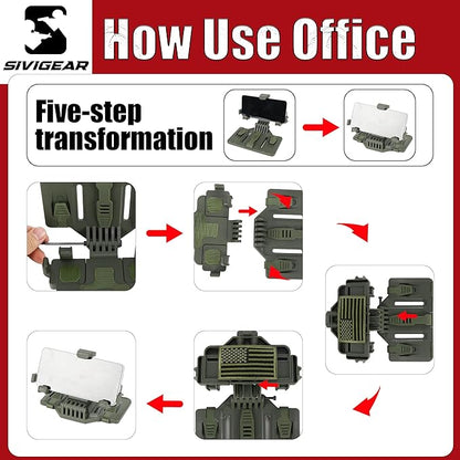 Tactical Phone Holder Available in Full Size Plate Carrier Phone Mount Adjust Nylon Molle Phones Holder for Tactical,Car,Office (Ranger Green)