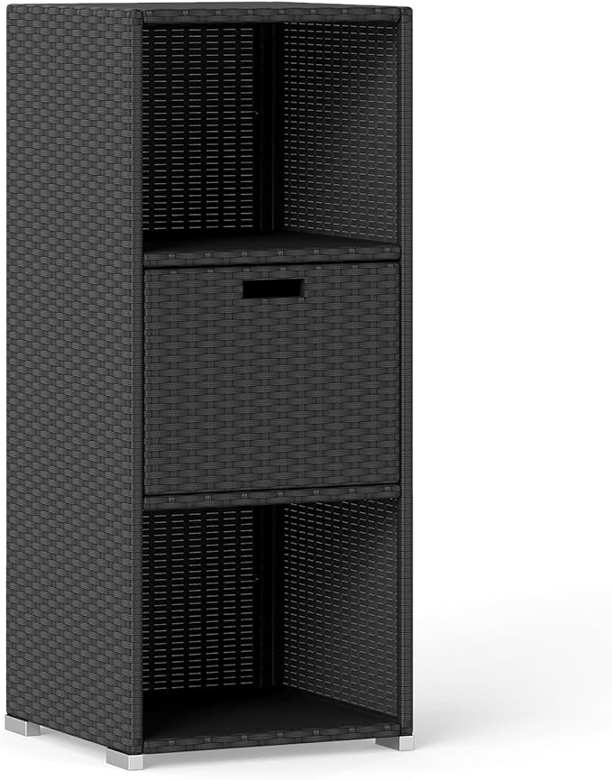 Tangkula Rattan Outdoor Storage Cabinet, Patiojoy Outdoor Wicker Cabinet - Image 9
