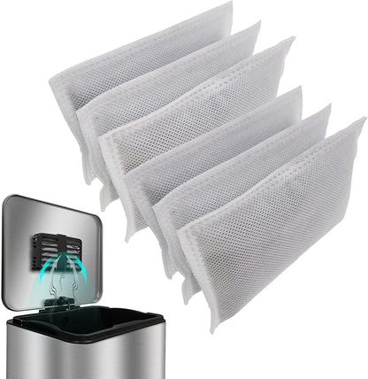 Trash Can Deodorizer Kit Stick-On Activated Carbon Odor Eliminator for Large Trash Cans, Indoor Kitchen Compost bins, Big Step or Touchless Sensor Garbage Cans (6 Refill Filters)