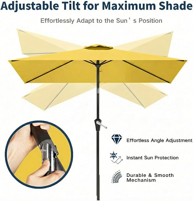 6.5' x 10' Rectangular Patio Umbrella Large Outdoor Market Umbrella w/UV - Image 3