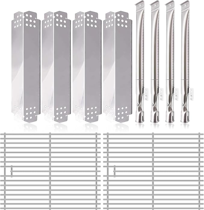 Grill Grates Kits for Nexgrill Replacement Parts 4 Burner 720-0830H, 720-0783E, 720-0888, 720-0888N. Cooking Grids, Grill Burner Tubes and Heat Plates Accessories for Home Depot Nexgrill 720-0830H.