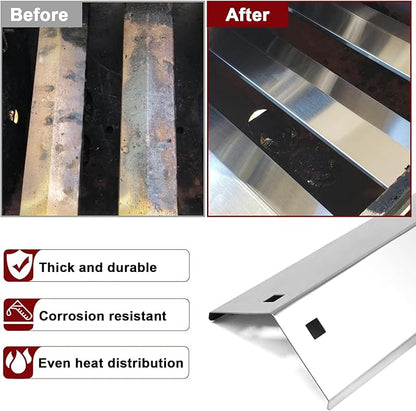 Hiorucet Grill Replacement Parts for Chargriller 5650, 5050, 3001, 5072, 3030, 3008, 4000, 5252, King-Griller 3008 5252 Gas Grills, Cast Iron Cooking Grates, Stainless Steel Heat Plates and Burner